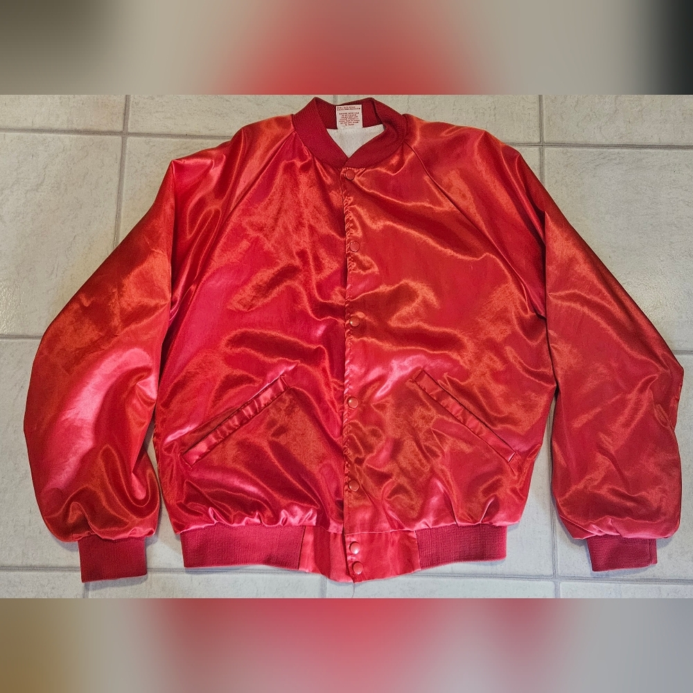 Men's Vintage Red Satin Bomber Jacket